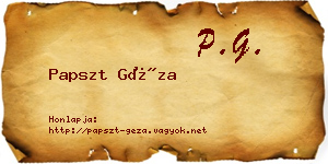 Papszt Géza névjegykártya